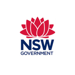 Red and blue NSW Government logo